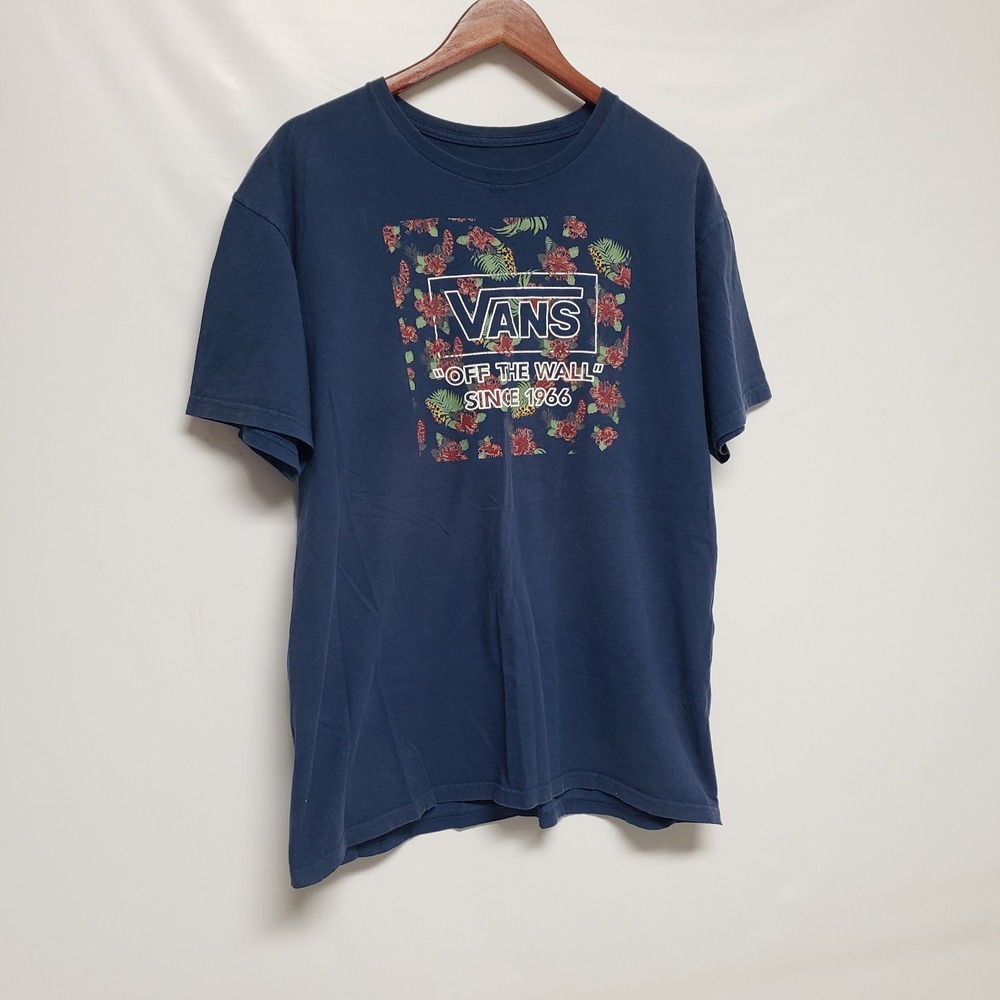 Vans Off the‎ Wall Blue shirt size Large? Mens 22x27 Floral